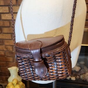 Phillippe Vintage Brown Woven Braided Mini Purse Crossbody Bag Leather? Basket